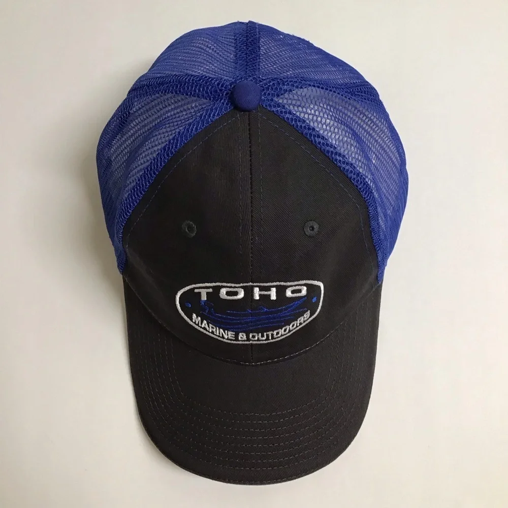 TOHO Marine Outdoors Hat Mesh Cap Adjusts Blue Gray White Lake Boating Sea